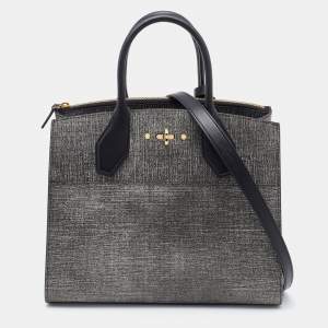 Pre Owned Louis Vuitton Grey Denim Epi Leather City Steamer MM Bag