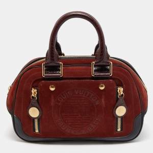 Pre Owned Louis Vuitton Havane Suede and Leather Stamped Trunk Bowler PM Bag