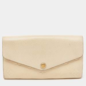 Louis Vuitton Cream Monogram Empreinte Leather Sarah Wallet 