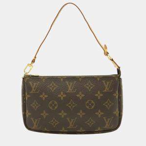 Pre Owned Louis Vuitton Brown Monogram Canvas Pochette Accessoires Shoulder Bag