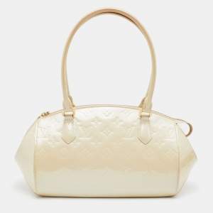 Pre Owned Louis Vuitton Blanc Corail Monogram Vernis Sherwood PM Bag