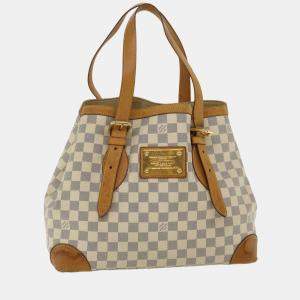 Pre Owned Louis Vuitton Damier Azur Hampstead MM Tote Bag N51206 LV Auth 32309