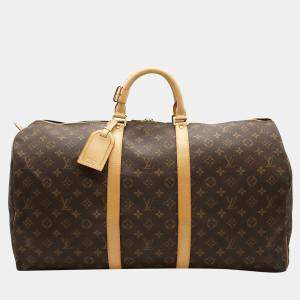 Louis Vuitton Brown Monogram Canvas Keepall 55 Duffel Bag