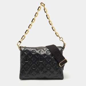 Pre Owned Louis Vuitton Black Monogram Embossed Coussin PM Bag