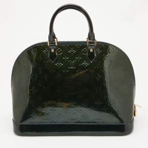 Pre Owned Louis Vuitton Bleu Nuit Monogram Vernis Alma GM Bag
