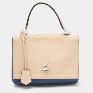 مملوكة مسبقًا Louis Vuitton Beige/Blue Leather Lockme II Top Handle Bag
