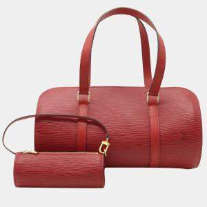 Pre Owned Louis Vuitton Red Epi Leather Soufflot Satchel