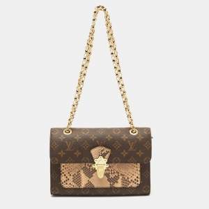 Pre Owned Louis Vuitton Monogram Canvas and Python Victoire Bag
