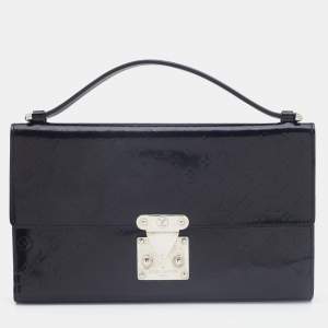 Pre Owned Louis Vuitton Black Monogram Glace Anouchka MM Clutch 