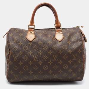 Pre Owned Louis Vuitton Brown Monogram Canvas Speedy 30 Top Handle Bag