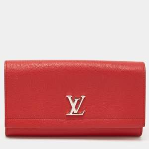 Louis Vuitton Red Leather Lockme II Wallet