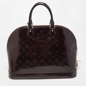 مملوكة مسبقًا حقيبة لوي فيتون ألما جلد لامع مونوغرامي رصاصي فاتح كبيرة