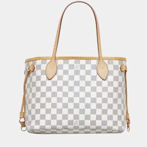 Pre Owned Louis Vuitton White Damier Azur Neverfull PM