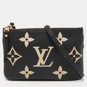 Pre Owned Louis Vuitton Bicolor Monogram Empreinte Leather Double Zip On Strap Pochette