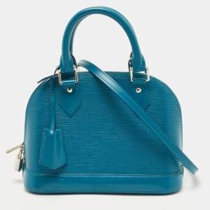 Pre Owned Louis Vuitton Cyan Epi Leather Alma BB Bag