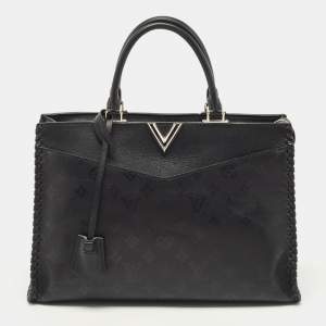 Pre Owned Louis Vuitton Black Monogram Cuir Plume Leather Very Zipped Tote