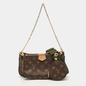 Pre Owned Louis Vuitton Khaki Monogram Canvas Multi Pochette Accessoires