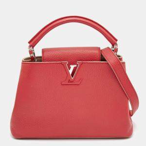 Pre Owned Louis Vuitton Red Taurillon Leather Capucines BB Bag
