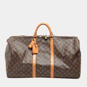 Louis Vuitton Brown Monogram Canvas Keepall 55 Bag