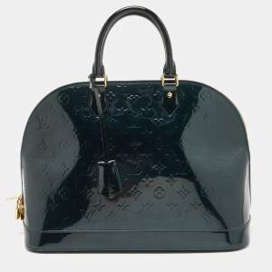 Pre Owned Louis Vuitton Green Monogram Vernis Alma GM Bag