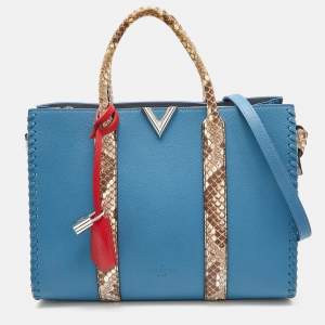 Pre Owned Louis Vuitton Blue Cuir Plume and Python Very Tote 