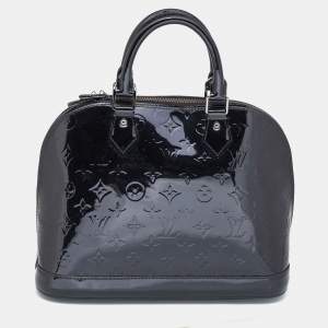 Pre Owned Louis Vuitton Black Magnetique Monogram Vernis Alma PM Bag