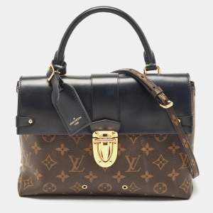 Pre Owned Louis Vuitton Black Monogram Canvas and Leather One Handle Flap MM Bag