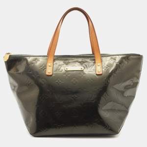 Pre Owned Louis Vuitton Blue Nuit Monogram Vernis Bellevue PM Bag