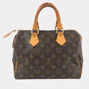 Pre Owned Louis Vuitton Brown Canvas Monogram Speedy 25 Satchel Bag 
