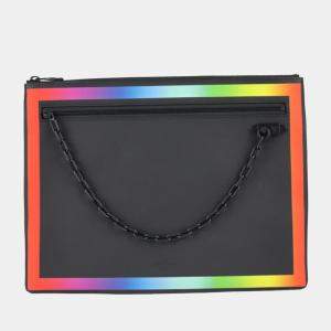 Louis Vuitton Black Leather Taiga A4 Rainbow Pochette Clutch Bag