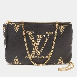 Pre Owned Louis Vuitton Black Monogram Giant Canvas Jungle Double Zip Pochette