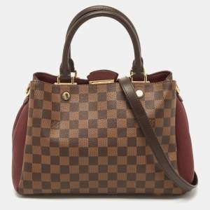 Pre Owned Louis Vuitton Bordeaux Damier Ebene Canvas Brittany Bag