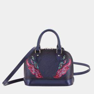 Pre Owned Louis Vuitton Navy Blue Epi Sequin Flame Alma Nano