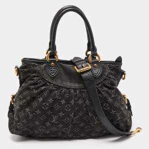 Pre Owned Louis Vuitton Black Monogram Denim Neo Cabby MM Bag