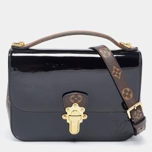 Pre Owned Louis Vuitton Black Vernis Leather and Monogram Canvas Cherrywood BB Bag