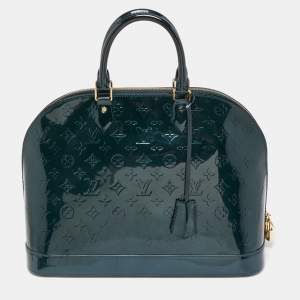 Pre Owned Louis Vuitton Green Monogram Vernis Alma GM Bag