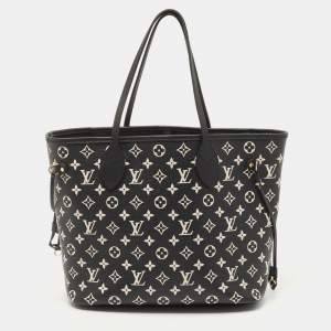 Louis Vuitton Black/White Monogram Empreinte Leather Neverfull MM Bag