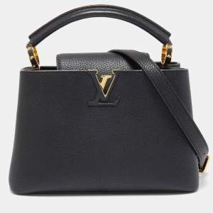 Pre Owned Louis Vuitton Black Taurillon Leather Capucines BB Bag