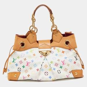Pre Owned Louis Vuitton White Multicolor Monogram Canvas Ursula Bag