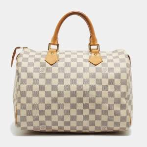 Pre Owned Louis Vuitton Damier Azur Canvas Speedy 30 Bag