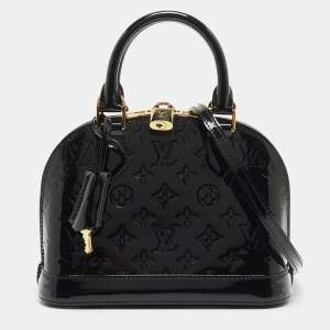 Pre Owned Louis Vuitton Black Magnetique Monogram Vernis Alma BB Bag