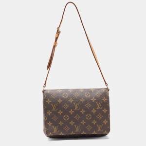 Pre Owned Louis Vuitton Monogram Canvas Musette Tango Long Strap Bag