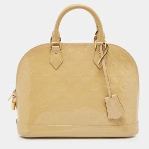 Pre Owned Louis Vuitton Citrine Monogram Vernis Alma PM Bag
