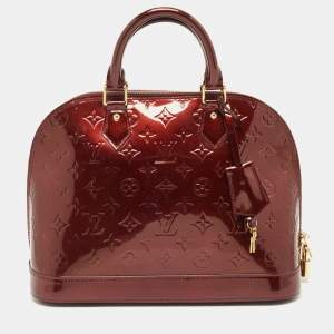 Pre Owned Louis Vuitton Rouge Fauviste Monogram Vernis Alma PM Bag