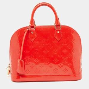 Pre Owned Louis Vuitton Rouge Grenadine Monogram Vernis Alma PM Bag