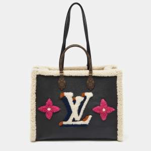 Pre Owned Louis Vuitton Black Shearling Monogram OnTheGo GM Bag