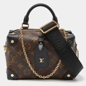 Pre Owned Louis Vuitton Coated Canvas and Leather Petite Malle Souple Bag