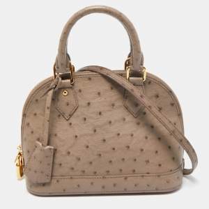 Pre Owned Louis Vuitton Grey Ostrich Alma BB Bag