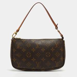 Pre Owned Louis Vuitton Brown Monogram Canvas Pochette Accessoires Shoulder Bag