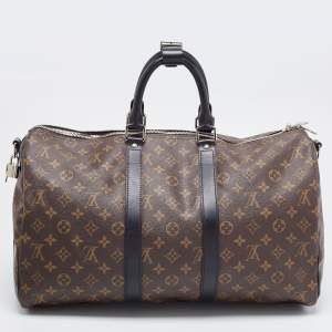 Louis Vuitton Brown Canvas Monogram Keepall Bandouliere 45 Duffel Bag